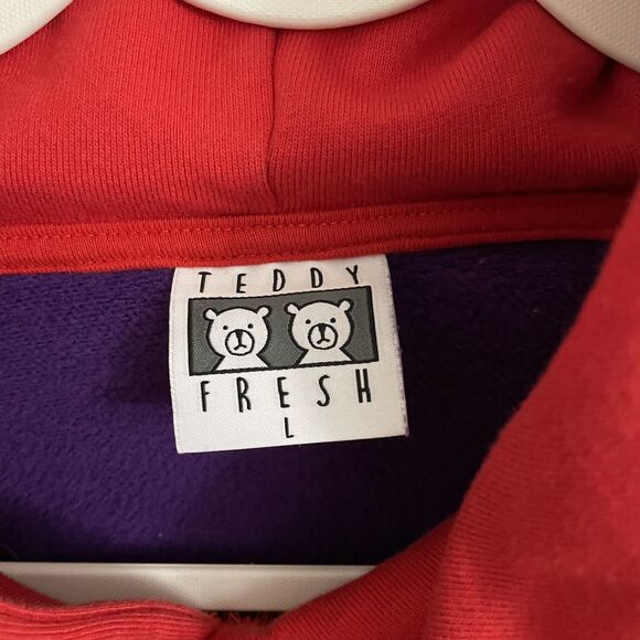 Teddy Fresh Hoodie Mens Large Rainbow Colorblock Pullover Sweater Outdoor - Picture 2 of 10